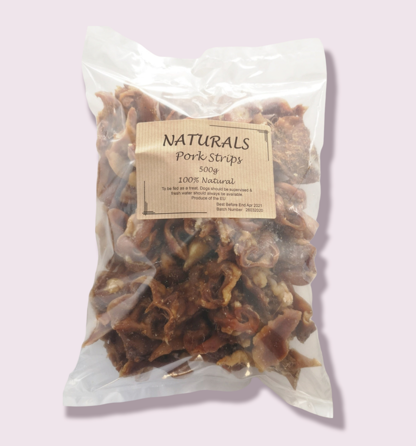 Natural Pork Strips Dog Treats 500g