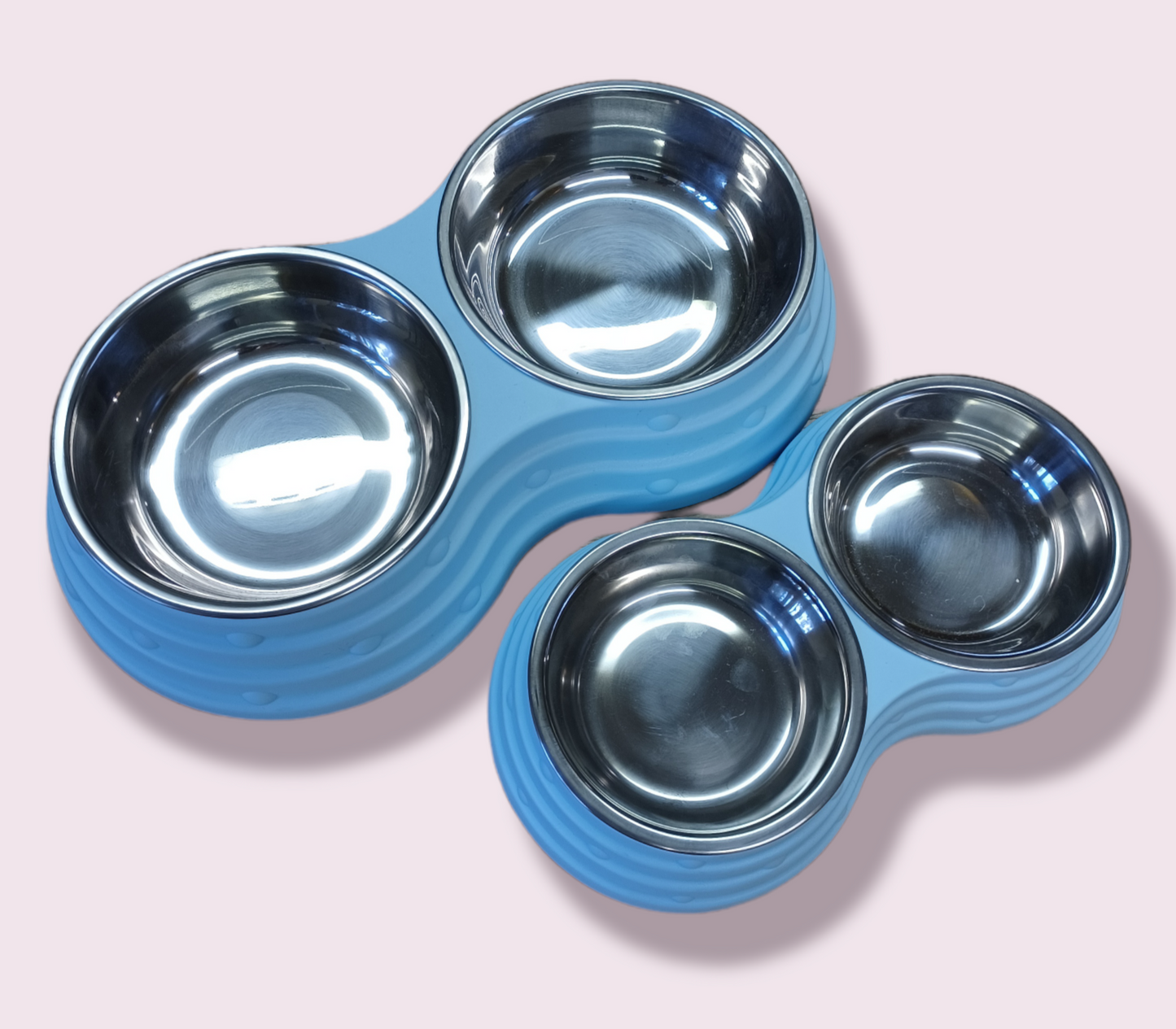 Twin Steel / Blue Plastic Bowl - Various sizes available