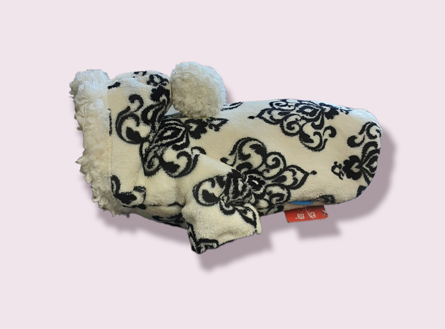 Hooded Fleece Coat 30cm White and Black