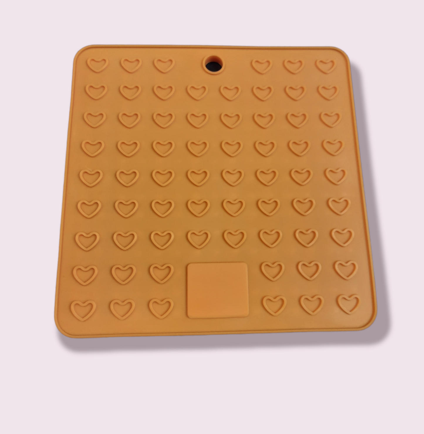 Orange Lick Mat with Hearts
