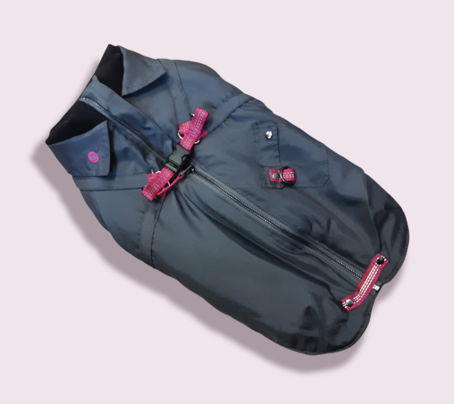 Padded Grey/Pink Waterproof Coat 46 cm
