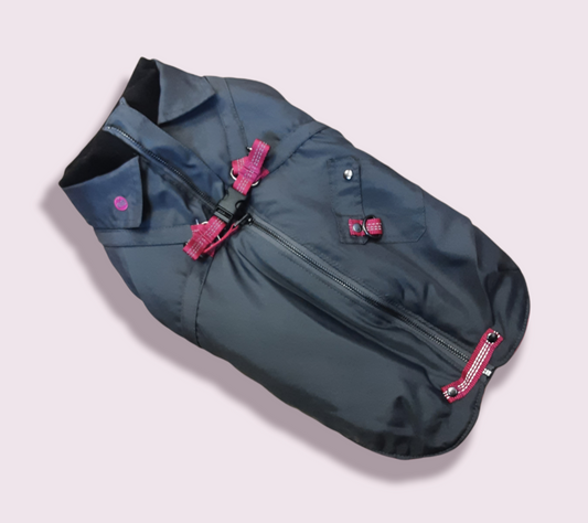 Padded Grey/Pink Waterproof Coat 46 cm