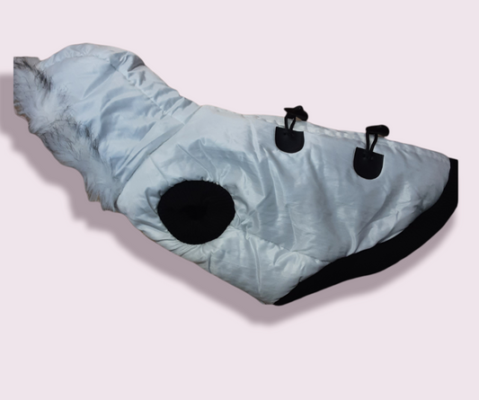 White/Black Hooded Padded Coat 36cm