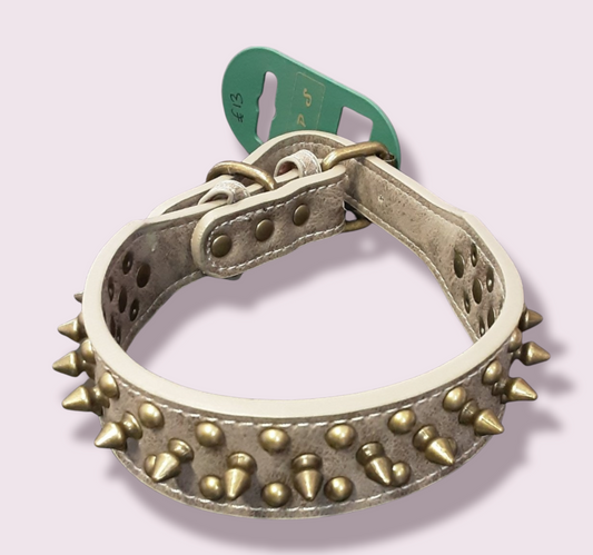 VPS Studded Grey Dog Collar Large 40-50cm
