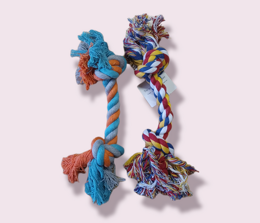 Cotton Rope 2 Knot Dog Toy - Various Colours Available